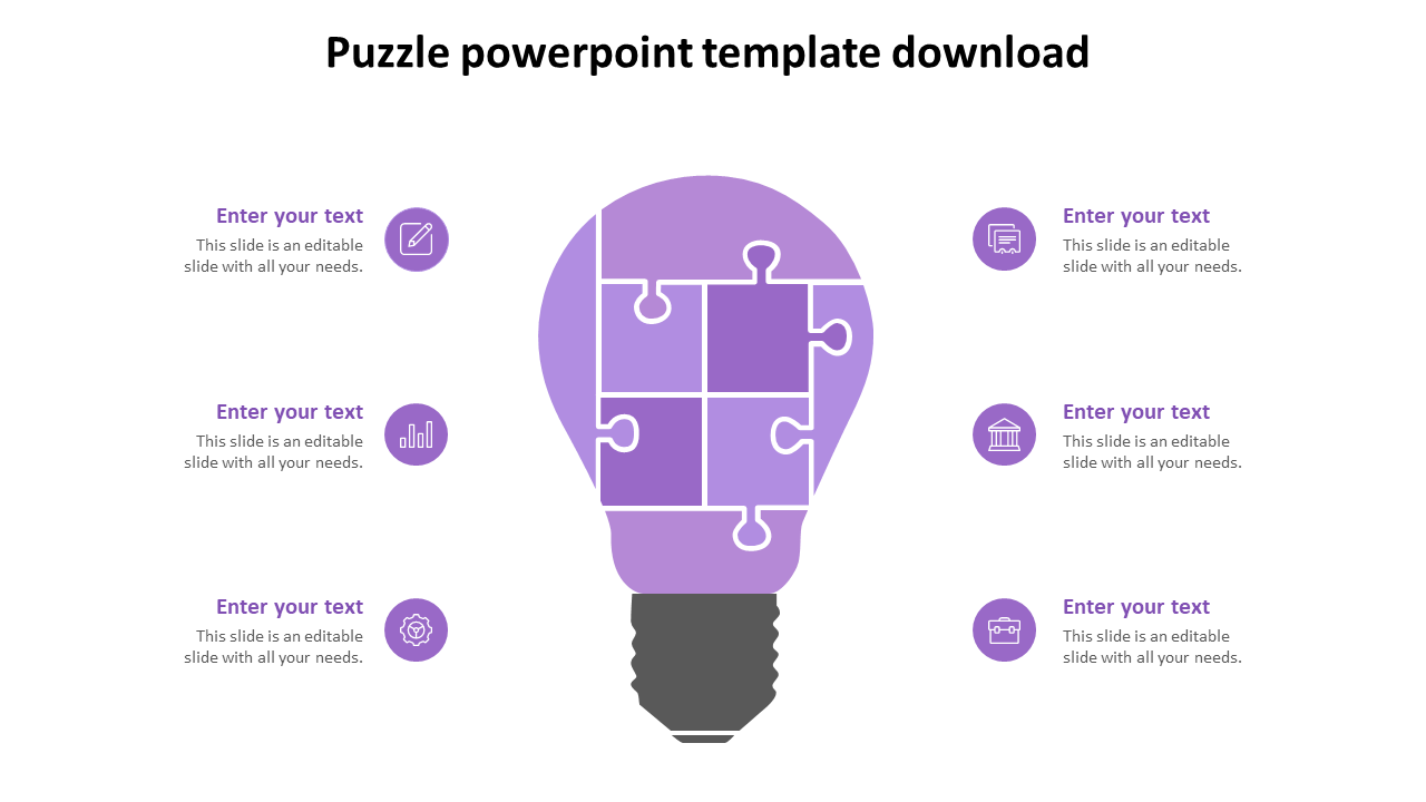 puzzle powerpoint template download-purple